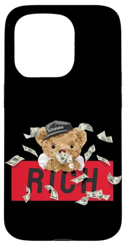 Hülle für iPhone 15 Pro Cool Rich Teddy Bear with Money Illustration Graphic Designs von Bahaa's Tee