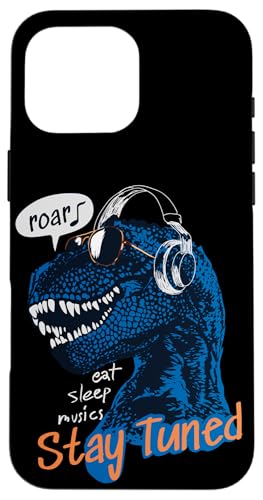 Hülle für iPhone 16 Pro Max T-Rex Dinosaur Graphic Tees - Dinosaur Listening To Music von Bahaa's Tee