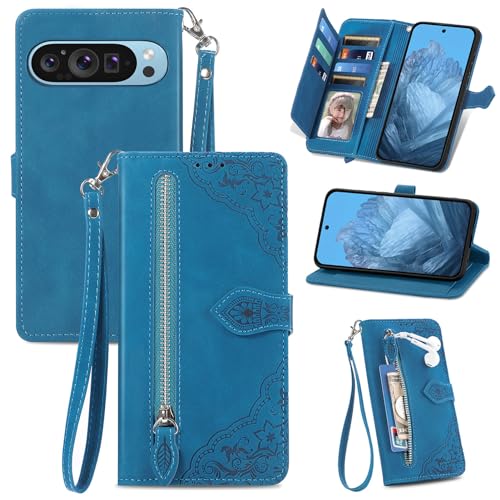 Baifu Handyhülle für Google Pixel 9 Pro Hülle Reißverschluss Tasche, PU Leder Hülle Brieftasche Handytasche Cover Kompatibel für Google Pixel 9 Pro-004 von Baifu