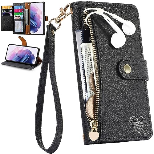 Baifu RFID Schutz Cover für TCL 50 5G Hülle, Reißverschluss Tasche Wallet Phone Case, Zipper Pocket und Card Slot Leather Cover für TCL 50 5G-01 von Baifu