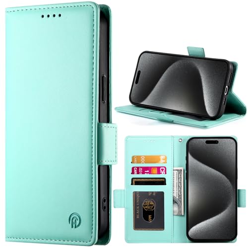 Baifu für Redmi Note 14 Pro Fall Leder Wallet Kickstand Magnetverschluss Kartenschlitze mit Lagerung für Redmi Note 14 Pro Cover-Green von Baifu