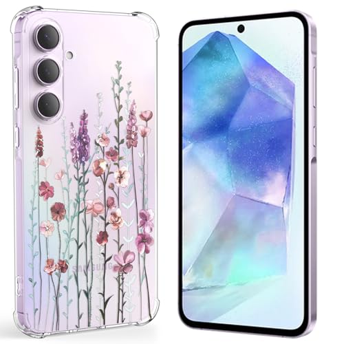 Blume Hülle für Samsung Galaxy A16 5G, Cute Kletterblumen Muster Stoßfest Cover, Schutz Rundum, Anti Scratch, Blumen Schutzhülle für Samsung Galaxy A16 5G-Durchsichtig von Baifu