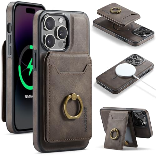 BailiTao Magnetische, abnehmbare Schutzhülle, kompatibel mit iPhone 13 Pro, Brieftasche, mit Kreditkartenhalter, kompatibel mit RFID-Blockierung, um 360° drehbarer Ring, Brieftasche, Ständer, von BailiTao