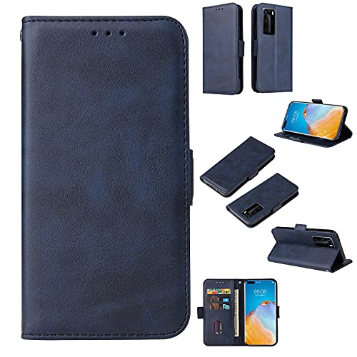 Handy-Schutzhülle, kompatibel mit Huawei P40Pro/P40Pro Plus, Premium-PU-Leder, Brieftaschen-Schutzhülle mit Ständer, Handschlaufe, Kartenfächern, TPU, stoßfest, Magnetverschluss, Blau von BailiTao