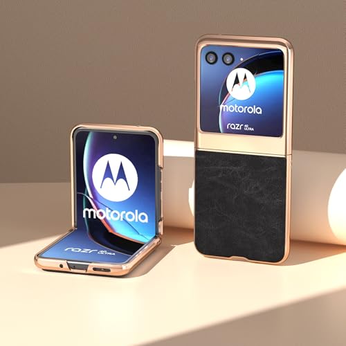 Handyhülle, Lederhülle kompatibel mit Motorola Razr 40 Ultra, weiche PU-Lederhülle, schlanke, luxuriöse, galvanisierte Stoßfänger-Schutzhülle, robust, stoßfest, kompatibel mit Motorola Razr von BailiTao