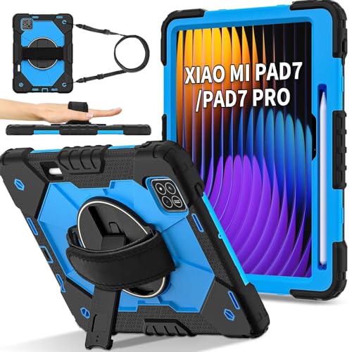 Schutzhülle kompatibel mit Xiaomi Mi Pad 7 / Mi Pad 7 Pro 28,4 cm (11,2 Zoll) 2024, Schutzhülle mit Handschlaufe/S-Stifthalter, strapazierfähig, stoßfest, für Xiaomi Mi Pad 7 / Mi Pad 7 Pro (Schwarz + von BailiTao