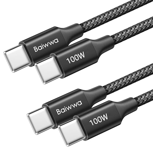 Baiwwa USB C auf USB C Kabel 100W, 2Stück 2M Ladekabel USBC to USBC Schnellladekabel für iPhone 16 15 Pro Max, Samsung S24 S23 Plus, Pixel, Switch -Schwarz von Baiwwa