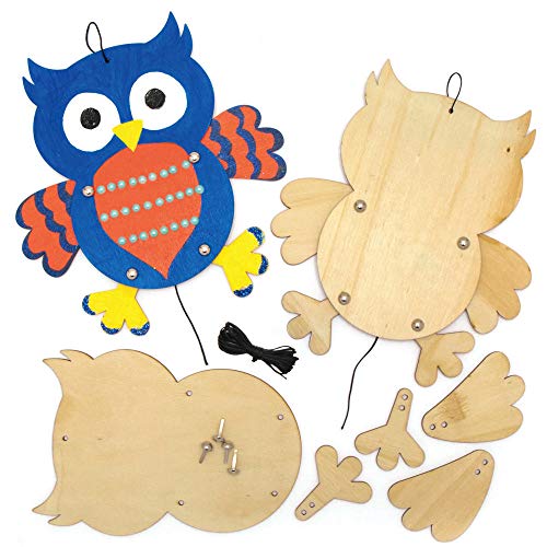 Baker Ross AX159 Holzpuppen-Sets für Kinder, Eule, für Holzbastel-Malsets für Kinder, Kunst- und Bastelprojekte, 4 Stück von Baker Ross