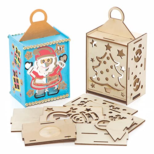 Baker Ross FC144 Weihnachts Laternen Holzbastelset- 3er Pack, Holzbastelset für Kinder zum Dekorieren und Präsentieren zu Weihnachten von Baker Ross