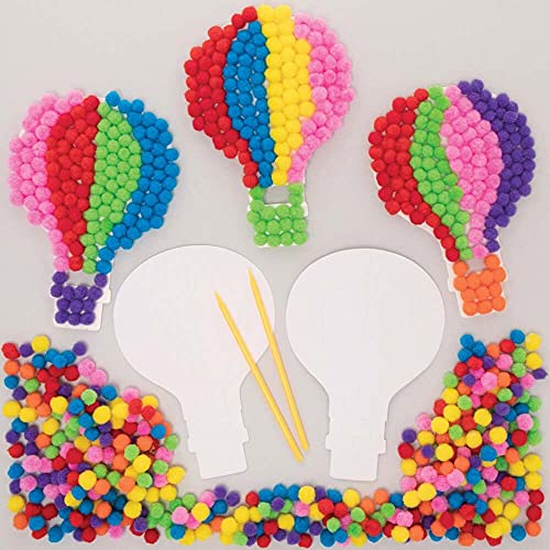Baker Ross FE373 Heißluftballon-Bastelset – Packung mit 5 selbstklebenden Karten mit bunten Pompons zum Basteln Baker Ross FE373 Heißluftballon-Bastelset – Packung mit 5 selbstklebenden Karten mit bunten Pompons zum Basteln von Baker Ross