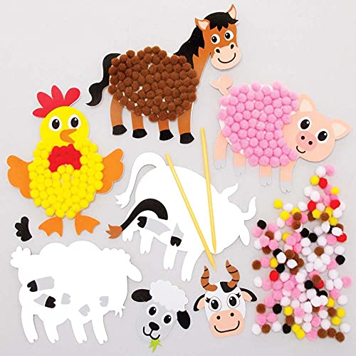 Baker Ross FE573 Bauernhof-Bastelset mit bunten Pompons, selbstklebend, 5 Stück Baker Ross FE573 Bauernhof-Bastelset mit bunten Pompons, selbstklebend, 5 Stück von Baker Ross