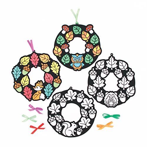 Baker Ross FE635 Herbst Kränze zum Ausmalen - 10er Pack, Ausmalbilder mit Samt für Kinder zum Basteln, Weihnachtsaktivitäten für Kinder, Mittel Baker Ross FE635 Herbst Kränze zum Ausmalen - 10er Pack, Ausmalbilder mit Samt für Kinder zum Basteln, Weihnachtsaktivitäten für Kinder, Mittel von Baker Ross