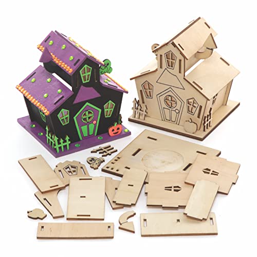 Baker Ross FE764 Spukhaus-Modellbausatz aus Holz, Teelichthalter zum Dekorieren und Ausstellen, Holzhandwerk für Kinder, ideales Halloween-Kunst- und Bastelprojekt, 3 Stück Baker Ross FE764 Spukhaus-Modellbausatz aus Holz, Teelichthalter zum Dekorieren und Ausstellen, Holzhandwerk für Kinder, ideales Halloween-Kunst- und Bastelprojekt, 3 Stück von Baker Ross