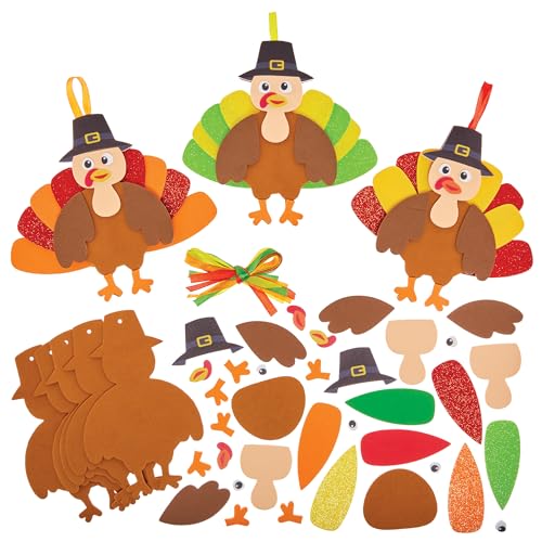 Baker Ross FN019 Thanksgiving-Truthahn Mix & Match-Dekorationssets – 8er-Pack, Thanksgiving-Dekorations-Bastelsets für Kinder von Baker Ross