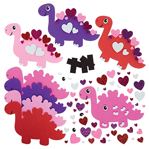 Baker Ross FX458 Liebesherz Dinosaurier Mix und Match Magnet-Kits - 8er-Pack, Schaumstoff-Bastelset zum Valentinstag für Kinder von Baker Ross