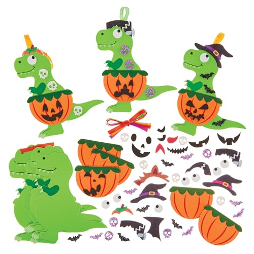 Baker Ross FX633 Terror Rex Dinosaurier-Mix&Match-Deko-Sets - Packung mit 8, Halloween-Bastelsets für Kinder von Baker Ross