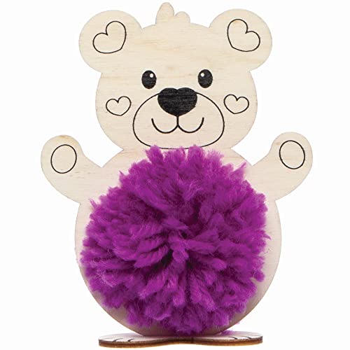 Baker Ross Love Bär Pom Pom Bastelset aus Holz - 3er Pack, Valentinstags Basteln für Kinder am Kindergeburtstag, Kindergarten oder Schule (FC375) von Baker Ross