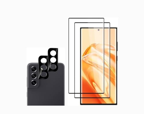 Baker 2+2 Stück Panzerglas für Samsung Galaxy S21 Plus, und 2 Stück Kameraschutz, 3D Runde Kante Schutzglas, HD Klar Panzer Schutz Glas Folie, Fingerabdruck-ID Schutzfolie von Baker