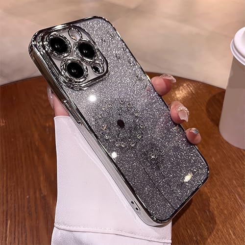 Bakicey Handyhülle für iPhone 11 Pro,Strass Verlauf Löwenzahn Glitzer Durchsichtig Flexible TPU Hülle Süße Kratzfest Stoßfest Crystal Clear Case Cover für iPhone 11 Pro,Farbverlauf Silber von Bakicey