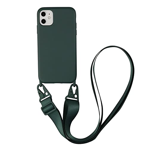 Bakicey Handykette Hülle für iPhone 13 Mini, Necklace Handyhülle Liquid Silikon Cover mit Kordel Schultergurt zum Umhängen Schutzhülle mit Stylische Band Case für iPhone 13 Mini, ArmyGreen von Bakicey