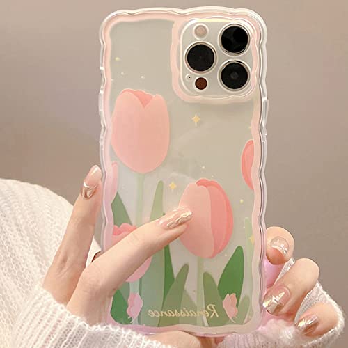 Bakicey Hülle Für iPhone 15 Pro Handyhülle Rosa Tulpen Mode Schutzhülle Wellen Handyhülle Erdbeere Bumper Cover Kratzfeste Stoßfest Weich Silikon Case für iPhone 15 Pro von Bakicey