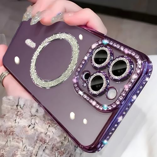 Bakicey Hülle für iPhone 11,Kantenbohren mit Mag-Safe TPU Handyhülle Durchsichtig Glitzer Schutzhülle Süße Kratzfest Bling Bling Luxuriös Case Cover für iPhone 11,Lila von Bakicey