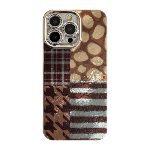 Bakicey Kompatibel mit iPhone 14 Plus Hülle,Retro-Stil Gitter Verschmieren Schwarze Katze Schön Glänzend PC Leopardenmuster Schutzhülle Kratzfest Case Cover für iPhone 14 Plus,Zusammenfügen von Bakicey