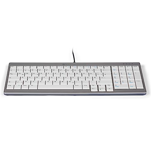BakkerElkhuizen UltraBoard 960 Standard Compact Tastatur, deutsches Layout Qwertz, Kabelgebunden, Hellgrau/Weiß von BakkerElkhuizen