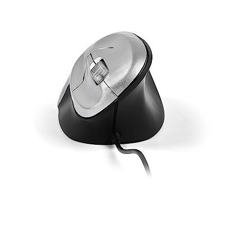 BakkerElkhuizen Vertikal Maus Grip Mouse - Ergonomische Maus mit Kabel - Rechtshänder Maus Ergonomisch - Silber/Schwarz von BakkerElkhuizen