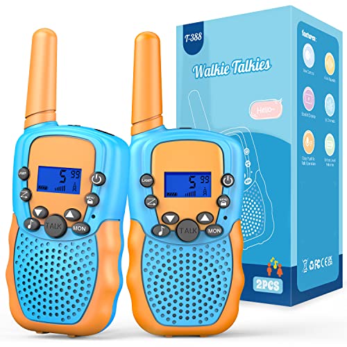 Walkie Talkie, Bakoherp Funkgerät Kinder Geschenke ab 3-12 Jahre Jungen Mädchen, Woki Toki für Kinder mit 8 Kanäle, LED Taschenlampe, LCD Bildschirm und VOX Funktion für Abenteuer, Camping, Wandern von Bakoherp