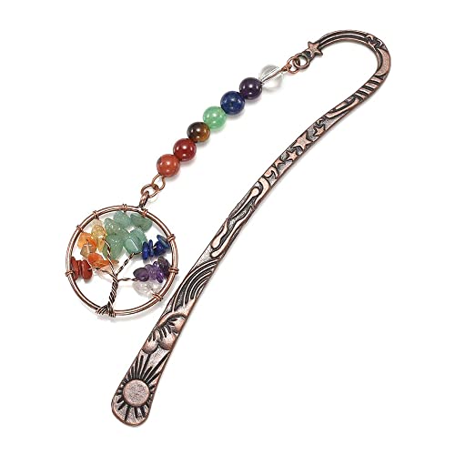 Balrbex Chakra Kristall Lesezeichen Vintage Metallbaum Lesezeichen für Frauen, SchüLer, Lehrer, Abschluss, von Balrbex