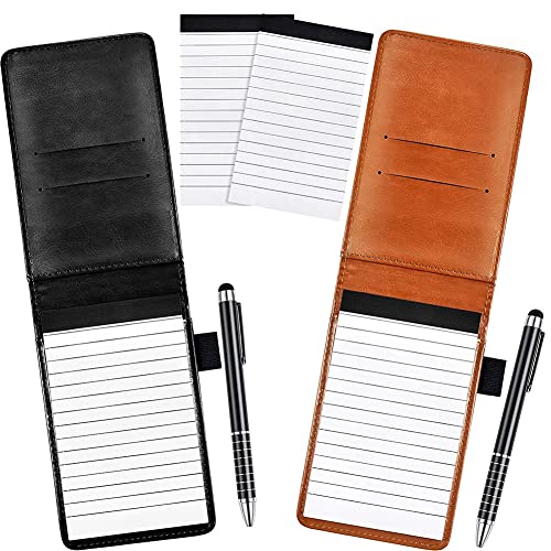 Balrbex Mini Pocket Notepad Set PU Business Notebook Horizontaler Notizblock mit 50 Linierten BläTtern für BüRo und Schule, + Schwarz von Balrbex