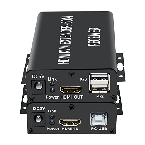 Bamberg -Kompatibler KVM Extender 60M über Cat5/6 Ethernet Kabel 1080P USB Audio Video Konverter für PC TV Monitor EU-Stecker von Bamberg