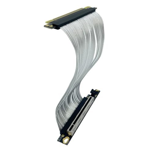 Bamberg PCIe 5.0 X16 GPU Grafikkarten-Verlängerungskabel PCI-E 5.0 Gen5 64GB/S Versilbertes Kabel 90° Rechtwinkliges Riser-Kabel 15cm von Bamberg