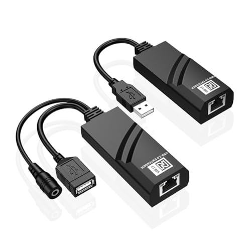 Bamberg USB 2.0 Extender über Cat5 Cat5E Cat6 Ethernet-Kabel, Übertragung Bis zu 100M RJ45-Empfänger mit DC5V/2A-Netzteil (EU) von Bamberg