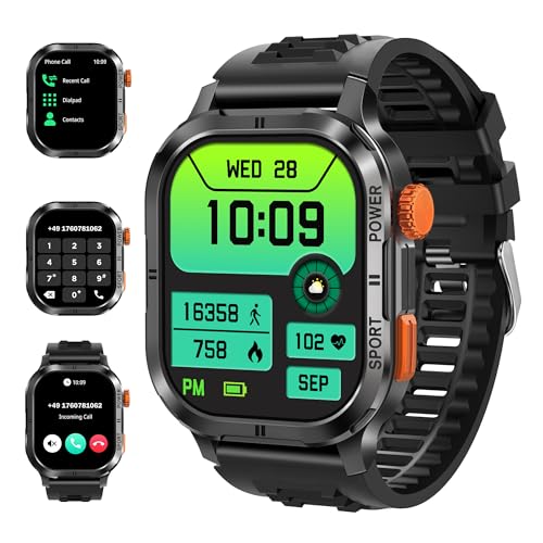 BAMBOOINN M63 Smartwatch Herren Damen: 2.13" AMOLED Smart Watch,5ATM/IP68 Wasserdicht Fitnessuhr mit Herzfrequenz Schlafmonitor Schrittzähler,Fitness Tracker,Armbanduhr Sprachassistent für Android iOS von Bambooinn