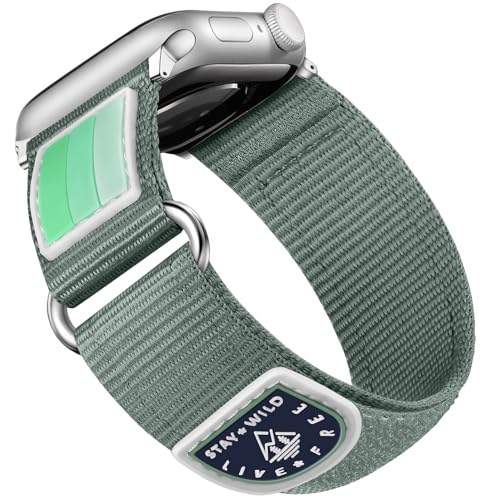 Bandletic Kompatibel mit Apple Watch Armband - 45mm 44mm 46mm 42mm 49mm, Nylon Sportarmband Kompatibel mit Apple Watch SE Armband für iWatch Series 10 9 8 7 6 5 4 3 2 1 Ultra 2 Damen,Grün von Bandletic