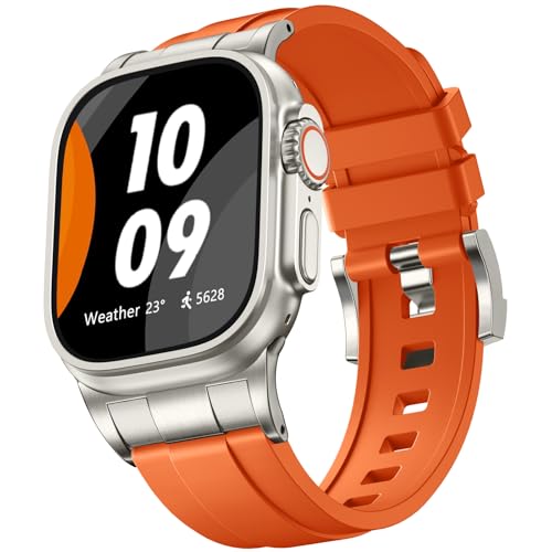 Bandletic Kompatibel mit Apple Watch Ultra 2 Armband/Apple Watch Ultra Armband - 45mm 44mm 49mm 46mm 42mm, Sport Atmungsaktive Bänder mit Edelstahlverbinder für iWatch Serie SE 10 9 8 7 6 5 4 3 2 1 von Bandletic