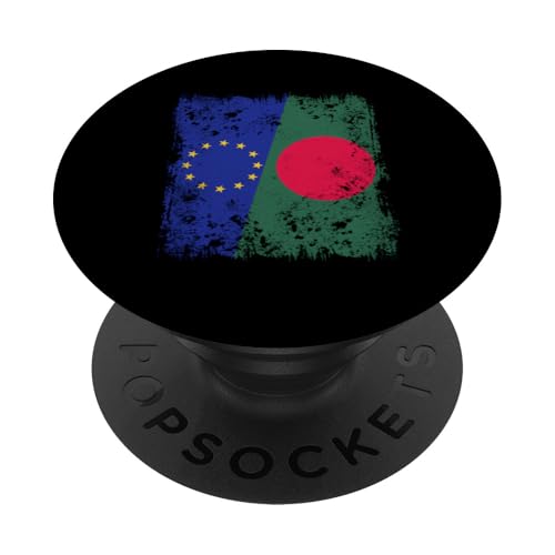 EU Bangladesch Halbflagge Europäische Union Bangladesch Flagge PopSockets Klebender PopGrip von Bangladesh Flag Design Proud Bangladeshi Bengali