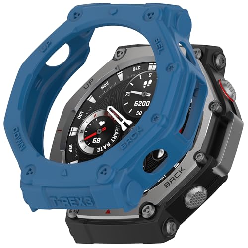 Fit für Amazfit T-Rex 3 Hülle Cover Kratzfest Weich Langlebig TPU Klar Schutzhülle Bumper Rahmen Protector Case Zubehör für Amazfit T-Rex 3 (A2322) Smartwatch (Blau) von Bangyee