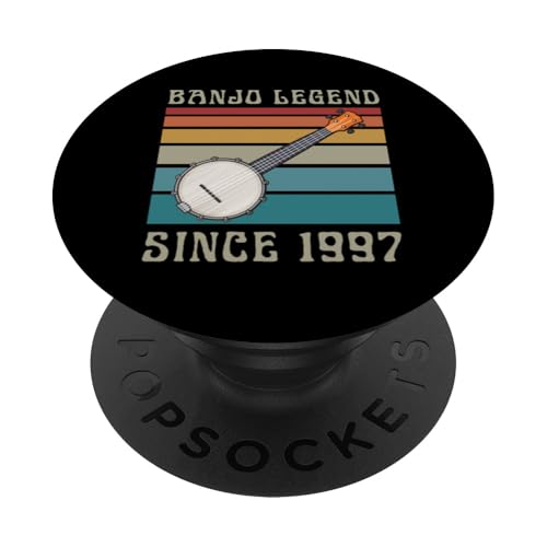 Banjo Legend, seit 1997, Retro-Design, 80er-Jahre-Stil, Geburtsjahr, Geburtstag PopSockets mit austauschbarem PopGrip von Banjo Birthday Party Supplies for Banjo Players