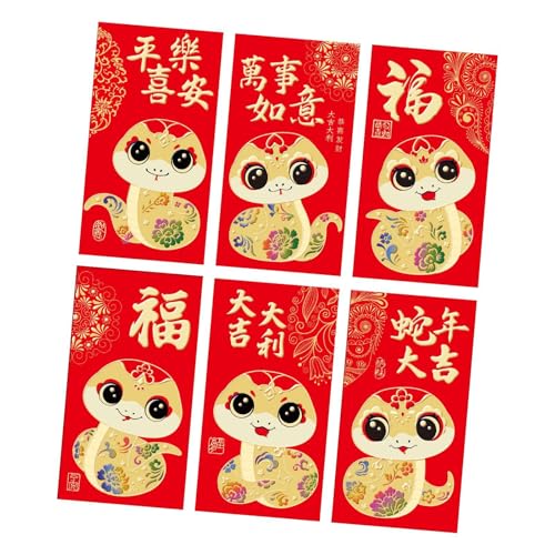 Baoblaze 6 Stück rote Umschläge zum chinesischen Neujahr, Hongbao, süße Dekoration, dekoratives rotes Geldpaket für Partys und Einweihungsfeiern, Style A von Baoblaze