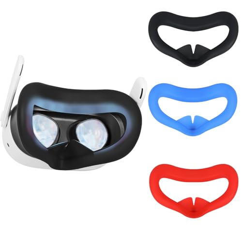 3PCS Gesichtsabdeckung Aus Silikon für Meta Quest 3S,Silikon-Gesichtskissenpolster Kompatibel mit Quest3S Zubehör,Quest 3S Headset Silikon Maske VR Zubehör Schweißdichtes Komfortable(3PCS-Q3S) von Baomaeyea