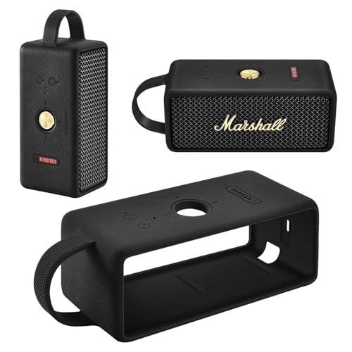 Baomaeyea Silikon-Schutzhülle für Marshall EMBERTON III Bluetooth Lautsprecher, Schutzhülle kompatibel mit Marshall Emberton III Bluetooth Audio Anti-Drop Portable Travelling Cover (schwarz) von Baomaeyea