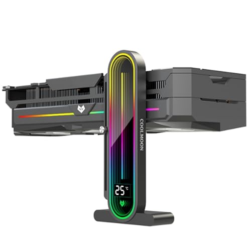 Baotkere Höhenverstellbarer RGB-GPU-Ständer mit Temperaturanzeige, 5 V, 3-poliger Grafikkartenhalter, Anti-Durchhängen Halterung und Magnetfuß für PC-Grafikkarten von Baotkere