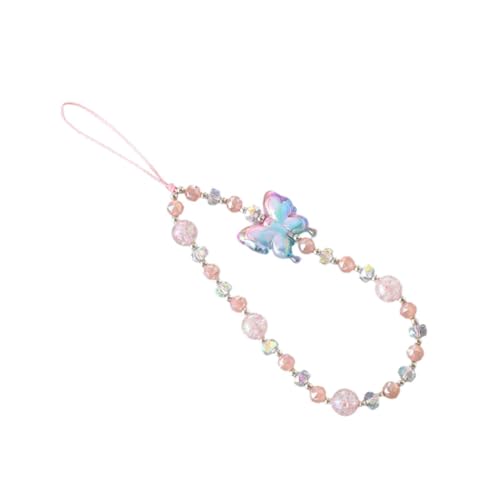 BaotyJie Perlen-Telefon-Lanyard, stilvolle Schlüsselanhänger, Handgelenksgurt, Telefondekor, Geldbörsendekoration, Telefonkettengurt, elegantes Armband, Rosa von BaotyJie