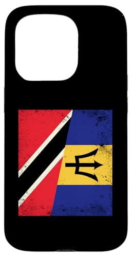 Hülle für iPhone 15 Pro Trinidad Barbados Halbe Flagge Trinbagonian Barbadian Roots von Barbados Flag Design Caribbean Island Bajan Pride