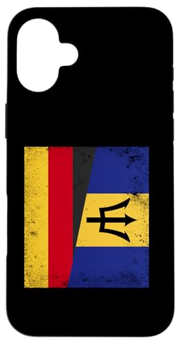 Hülle für iPhone 16 Plus Deutschland Barbados Halbflagge deutsche Barbadische Wurzeln von Barbados Flag Design Caribbean Island Bajan Pride