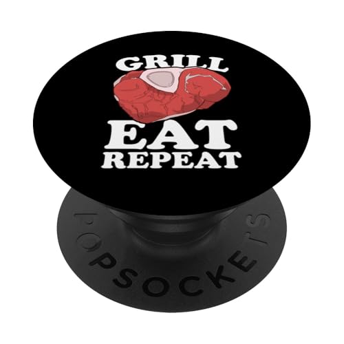 Grill Eat Repeat BBQ Fleischliebhaber PopSockets Klebender PopGrip von Barbecue Masters Grilling Gear and BBQ Apparel