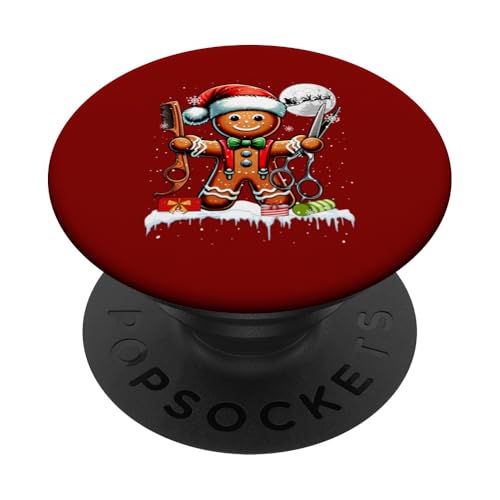 Weihnachtsmann Lebkuchenfriseur Job Weihnachten Backen Bäcker Liebhaber PopSockets Klebender PopGrip von Barber Christmas Costume